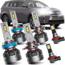 AWALITED Fits for 2014-2019 Toyota Highlander High Low Beam Fog Lights Bulbs Combo, 6000K White Plug-and-Play Super Bright Light Bulbs, Pack of 6