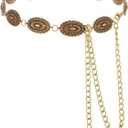 Western Chain Belt for Women, Bronze Western Concho Chain Belt Western Cowgirl Chain Belts Adjustable Metal Belts for Dresses Jeans Country Concert Outfit