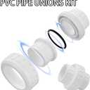 1-1/2" PVC Union Coupling Pipe Fitting (actual diameter 1.9") PVC Adapter Schedule 40(Socket x Socket), EPDM O-Ring, White 2 Pack