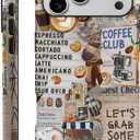 Case Compatible with iPhone 17 Pro Max,Scratch Resistant Hybrid 2-Layer Hard Shell Phone Case,Coffee Collage