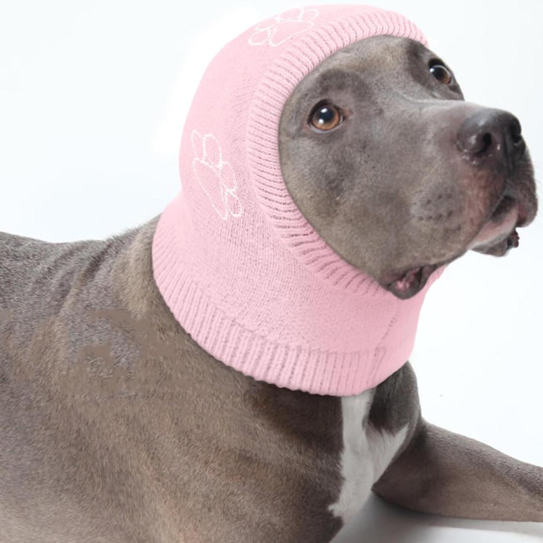 Nanaki Dog Hats Calming Hoodie-Dog Ear Covers Head Cover Protector Hematomas Wraps, No Shake Ear Wrap Muffs Noise Protection, Anxiety Relief, Fireworks, Grooming, Thunderstorm, Bath, Vet Visit (Medium, Pink)