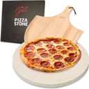 HANS GRILL PIZZA STONE | Circular Pizza Stone For Oven Baking & BBQ Grilling With Free Wooden Peel | Extra Large Round Round 15" Inches Diameter (38CM) Durable Cordierite Cooking Stone