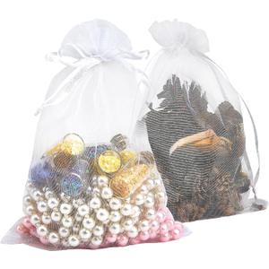 PACKINNO 100pcs White Organza Bags, Sheer Organza Bags 4x6 Inch, Small Mesh Bag Drawstring, Jewelry Gift Bags for Party, Candy, Christmas, Festival, Bathroom Soaps, Makeup, 1 Count