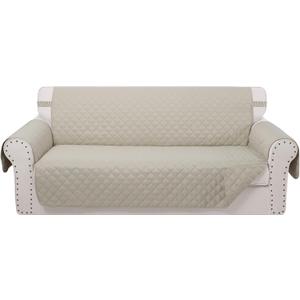 Reversible Oversized Sofa Covers Couch Cover Furniture Protector for Dogs Elastic Straps Water Resistant(XLSofa,Beige/Beige)