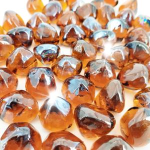 10 Pound 1/2 Inch Fire Glass Diamonds for Natural or Propane Fire Pit Fireplace and Landscaping, 10 Pounds Amber
