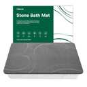 Veeloim Stone Bath Mat Diatomaceous Earth Shower Mat Non-Slip Super Absorbent Diatomite Stone Bath Mats for Bathroom Floor Quick Drying Natural Easy to Clean(23.6 x 15.4 Dark Grey)