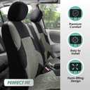 FH Group Front Set Premium Cloth Car Seat Covers for Low Back Car Seat with Removable Headrest, Universal Fit, Airbag Compatible Seat Cover for SUV, Sedan, Beige (Gray)