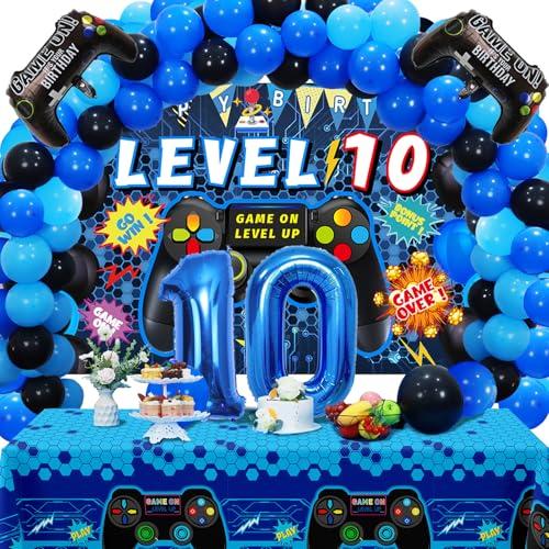 10th Birthday Video Game Party Decorations for Boys  - Blue 10th Birthday Supplies - 10th Video Game Backdrop