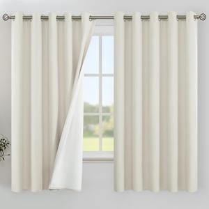 YoungsTex Linen 100% Blackout Curtains 63 Inch Length for Bedroom, Full Room Darkening Thermal Insulated Window Drapes Extra Wide with Grommet for Living Room, 2 Panels, 60 X 63 Inch