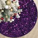 Purple Xmas Tree Skirt 36 Inch Sequins Christmas Tree Skirt Halloween Tree Skirts Velvet Xmas Tree Mat Unique Round Tree Collar Skirt Glitter Sequin Tree Cover for Christmas Halloween Party Decor, Pack 2