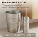 Autumn Alley Brushed Nickel Bathroom Trash Can and Toilet Brush Set 2-Piece Silver Metal Bathroom Accessories Set, Modern Farmhouse & Transitional Bathroom Decor