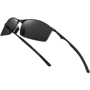 Men's Polarized Rectangular Sunglasses Ultra Lightweight Metal Frame Fishing Driving Glasses Classic Shades for Men