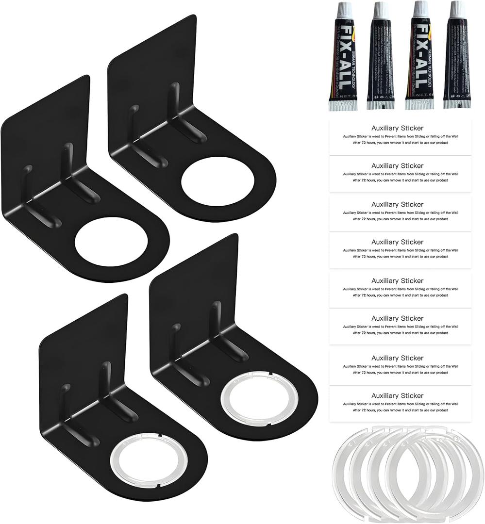 LEFTSTARER 4Pcs Adhesive Soap Dispenser Wall Mount Bottle Holder, Shampoo Holder for Shower Wall, Shampoo Dispenser Holder for Bathroom Kitchen Toilet (4pcs Black)