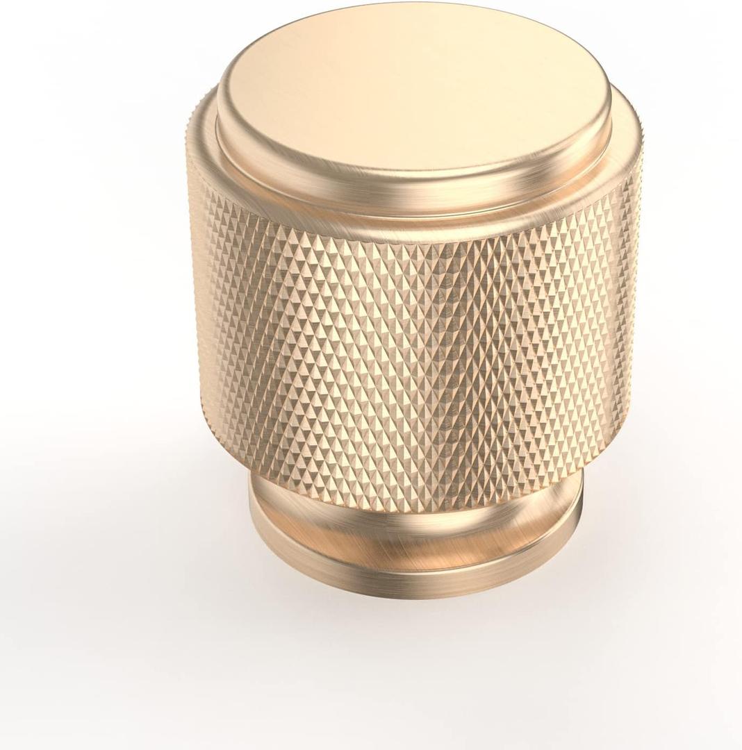 Asidrama 10 Pack Gold Knurled Dresser Drawer Cabinet Hardware Zinc Knobs for Dresser Drawers (Single Hole Knob)