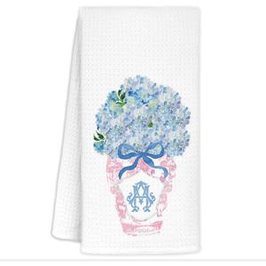Blue and White Chinoiserie Kitchen Towels, Pink Ginger Jar Floral Dish Towels for Kitchen Bathroom, Hand Towels, Grandmillennial Decor, 16x24 Inches