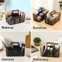 Multiuse Caddy Organizer with Handle, Portable Plastic Tote Bin - Art Craft, Stationary Pen Marker Crayons, Makeup Hair Supplies Storage - Bathroom, Classroom, Dorm, Office, Desk Holder - Clear Black