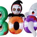 Haunted Hill Farm 8-ft. Wide Reaper and Ghost Boo Sign Blow Up with Lights, Outdoor Halloween Inflatable Decoration for Lawn and Yard, Giant Spooky Holiday Decor