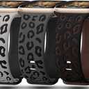 3 Pack Leopard Engraved Bands Compatible with Apple Watch Band 41mm 40mm 38mm 42mm 44mm 45mm 46mm 49mm Women, Soft Silicone Cheetah Embossed Sport Strap for iWatch Series 10 9 8 7 6 5 4 3 2 1 Ultra (Black&Coffee,DGrey & Black,Grey&Black)