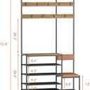 ROOMTEC Hall Tree with Shoe Bench for Entryway,Coat Rack Shoe Bench,Pipe Style Hall Tree with 9 Hooks,Multifunctional Entryway Coat Rack,Wood Look Accent Furniture with Metal Frame, 42.1"W x 13.7"D x 72.8"H