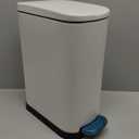 BETHEBEST 10 Liter/ 2.6 Gallon Small Trash Can with Lid, Rectangular Foot Pedal Trash Bin with Removable Inner Bucket for Bathroom, Bedroom, Office (White)