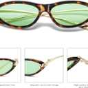 Retro Oval Cat Eye Sunglasses for Women Y2k Small Cateye Sun Glasses Womens Trendy 90s Designer Narrow Shades CS013 (Tortoise Frame/Green Lens)