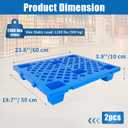 Plastic Pallets 23.6" x 19.7" x 3.9", Lightweight Water-Proof Floor Pallet with Breathable Grid for Indoor Outdoor, Warehouse, Garages, Kitchen, Basement (2 Pack, 1100lbs Load Capacity, Blue)