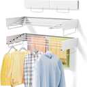 40 inches Wall Mounted Drying Rack, Clothes Drying Rack, Collapsible Drying Racks for Laundry,Clothes Hanger Rack Foldable,Clothing Rack,Retractable,Folding Dryer Rack,Wall Hanging Rack