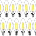 12-Pack Dimmable E12 LED Candelabra Bulbs 40Watt Equivalent, 5000K Daylight White, 450Lumens, 4W B11 Vintage Chandelier Light Bulbs, LED Filament Clear Glass Candle Lamp for Ceiling Fan Home Decor