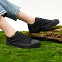 ZGR Womens White Tennis Shoes for Women,Lace up Canvas Sneakers,Casual Walking Canvas Shoes(Full Black.US7.5)