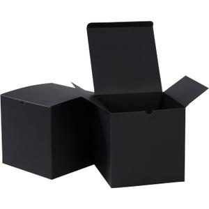 NIGNYA Kraft Gift Boxes with Lid 5x5x5 inches 20 Pack Black Cardboard Paper Gifts Boxes Large Boxes for Presents, Bridesmaid Proposal, Wedding, Birthday