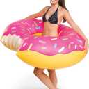 BigMouth Inc. Giant Frosted Donut Pool Float, 4' Wide, Inflatable Floatie Tube, Blow Up Swim Ring, Outdoor Summer Pool Party Water Toy, 2 Pack