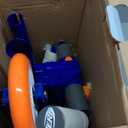 NERF Kick Scooter for Kids, Dual Barrel Blaster Fires Up to 40 Feet, Supports Up to 150lbs, Rear Brake, Sturdy Steel Frame, Wide Surface Textured Molded Deck, Outdoor Activities for Boys/Girls