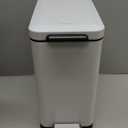 Mbillion Bathroom Trash Can with Lid Slim Stainless Steel Small Bathroom Garbage Can 10 Liter, 2.6 Gallon Soft Close, Step Pedal, Slim Wastebasket for Toilet, Office, Bedroom, White