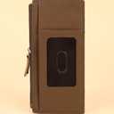 All in One Card Case Holder Slim Wallet With a Card Protection Strap by Leatherboss (Tan)