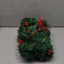 9Ft Pre-lit Christmas Garland with LED Lights Battery Operated, Holiday Decoration Stairs Wall Mantle Door Indoor Outdoor, Decorated with Red Flower, Balls, Berries, Snowy Pine, Christmas Collection