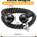 Double Length Tricep Rope for Cable Machines - 55 Inch Heavy Duty Pulldown Attachment, 4ft 7in Gym Strength Training Accessory & Home Workout Equipment