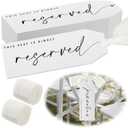 AmazingSpark 24 Pcs Reserved Signs for Wedding Chairs with Ribbon Reserved Seating Signs Hanging for Wedding Ceremony Seat Cards for Important Events Church Pews Restaurant(White,Stylish)