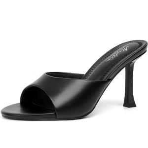 Mostrin Kitten Heels for Women Round Toe Heels With Bow Vintage Mules Sexy Slip on Stiletto Backless Sandals for Party Daily 6