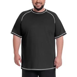 ALTHLEMON Mens Big and Tall Swim Shirt UPF 50+ Rash Guard Sun Protection Short Sleeve Quick Dry Fishing T-Shirt, (7XL)