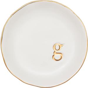 COLLECTIVE HOME - Ceramic Jewelry Tray, Decorative Trinket Dish for Rings Earrings Necklaces Bracelet Watch Keys, Birthday Mother's Day for Women, 4.75", White Surface (G)