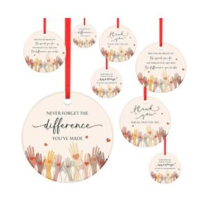 8 Pcs Christmas Volunteer Appreciation Gifts for Coworker Christmas Ceramic Ornaments for Tree Forget The Difference You Made Xmas Gifts for Coworker Employee Staff Teacher Office