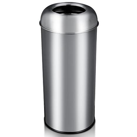 MilleLoom Commercial Trash Can, 65L/17Gal Heavy Duty Open Top Commercial/Kitchen Trash Can, Fingerprint-Resistant Waste Bin for Office Bedroom Restaurant, Brushed Stainless Steel