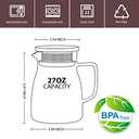 CNGLASS One-Touch Glass Teapot, 27oz(800ml) Glass Tea Kettle with Stainless Steel Filter Lid, Stovetop Safe Loose Leaf Tea Maker