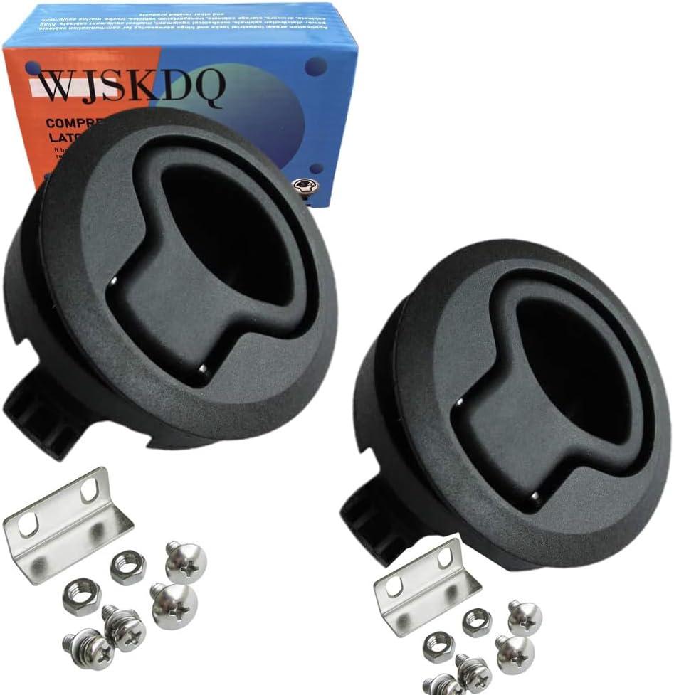 WJSKDQ Boat 2'' Flush Pull Slam Latch Black Plastic Round for RV Boat Door Latches Deck 1/4'' Door Cabinet Hardware of 2PCS