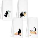 2 x Jvpke Funny Black Cat Decorative Hand Towels for Bathroom Set of 2 - Black Cat Gifts for Women Kids Men Her Girls Friends Teacher Adults, 1624 Inch, Small