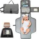 Portable Changing Pad for Baby - Memory Foam Diaper Changing Mat with Wipes Pocket, Waterproof PEVA & Easy Clean - Compact Fold, Stroller & Shoulder Strap - Travel Diaper Clutch for Newborn