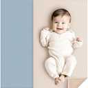 Konssy Faux Leather Baby Changing Mat, Waterproof, Wipeable & Portable Diaper Changing Pad for Travel or Home, Fits Perfectly in Diaper Bag, 30 x 17 inches (Blue,Beige)