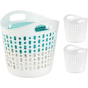 IRIS USA Plastic Laundry Hamper, 40L- 3 PK, Flexible, Ventilation, White, 40L - 3 Pack