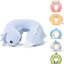 Niuniu Daddy Blue Axolotl Kids Travel Pillow Road Trip Essentials for 3-8 Y/O, Soft Memory Foam Kids Neck Pillow for Airplane Car Travel Portable Cervical Pillow with Boys Girls for Long Trip