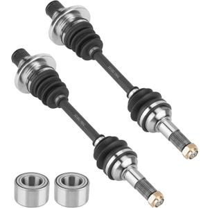 Rear CV Axle with Wheel Bearing Kit for Yamaha Grizzly 660 4x4 YFM660F 2003 2004 2005 2006 2007 2008; 2 pcs Left + Right Greased 4340 Chromoly Steel CV Axle Drive Shaft & Bearing Assembly